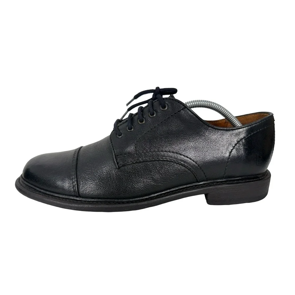 Frye Mens 10 D Shoes Jack Black Leather Cap Toe Casual Pebble Grain Textured
